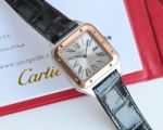 TW Factory Cartier Santos-Dumont 46.6*33.9mm Quartz Movement TT RG Case Black Leather Strap Watch